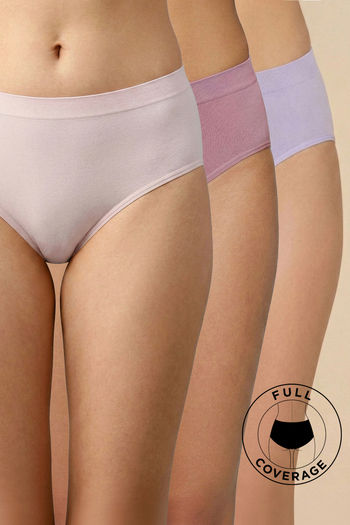 Buy Zivame Medium Rise Full Coverage Seamless Hipster Panty (Pack of 3) - Multicolor